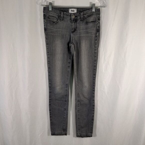 PAIGE Jeans Women's 26 Grey Denim Stretchy Cotton Low Rise Verdugo Ultra Skinny - Picture 1 of 10